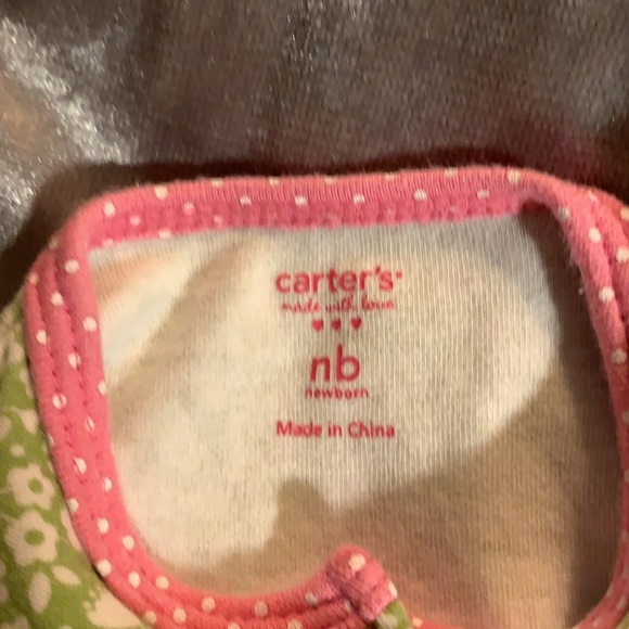 Carter’s New born lime green and pink onsie - Picture 3 of 5